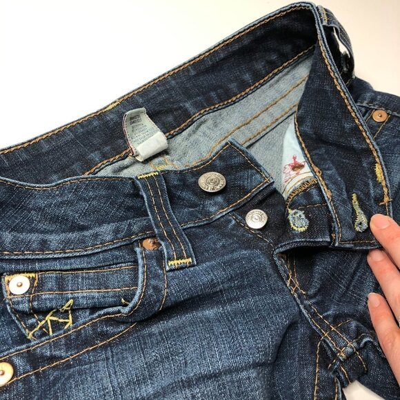 TRUE Religion Lexi 90s Low Rise Button Fly Slim Bootcut Blue Denim Jeans SIZE 25 - Picture 7 of 16